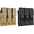Byupin 2pc Molle Triple Pistol Mag Pouch Single Double Stack Magazine for 9mm/.40 Calibers Glock S&W M&P, Sig 226/229 P365 P365XL and Springfield 1911