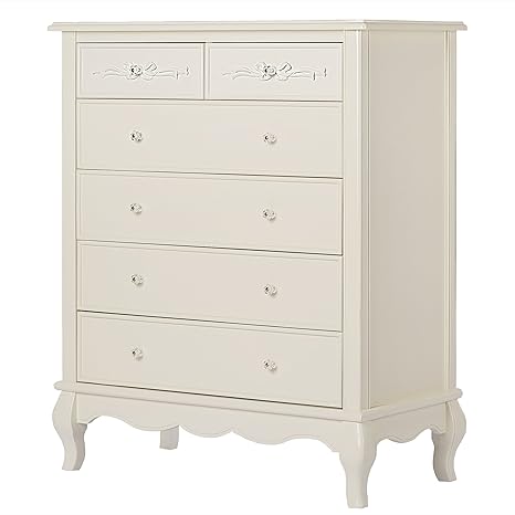 Buy Evolur Aurora 6 Drawer Tall Chest Ivory Lacy Online At Low