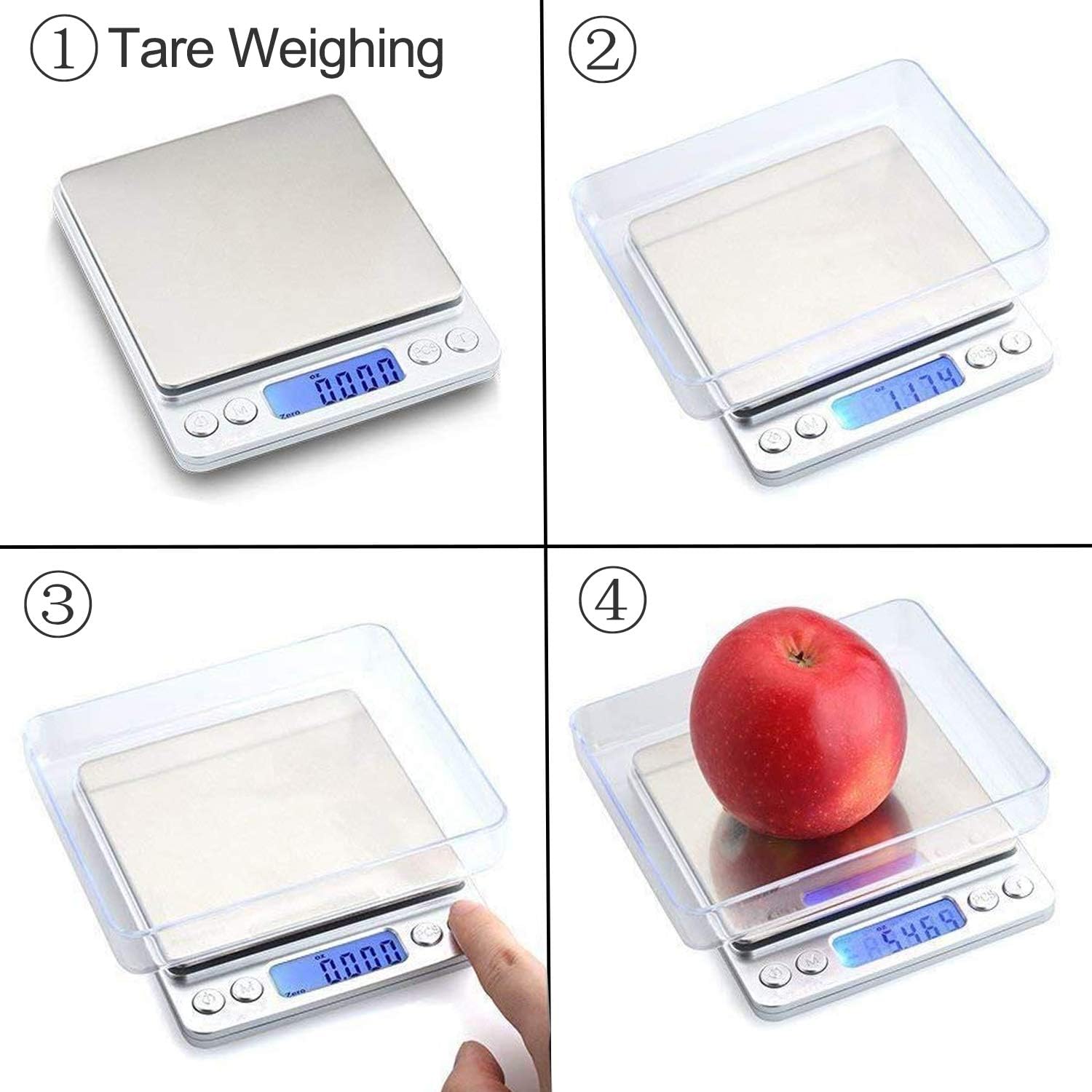 JOYIT Digital Kitchen Scale 500g/0.01g - Stainless Steel Cooking Food Scale, Coffee Scale with 2 Trays, LCD Display, Auto Off: Industrial & Scientific