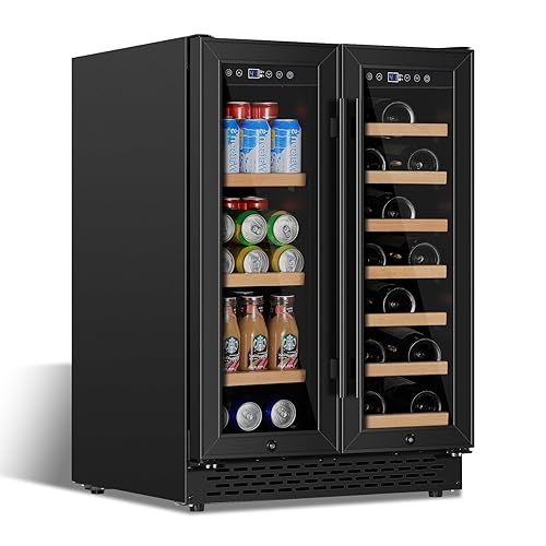 24 Inch Wine and Beverage Refrigerator Under Counter, Dual Zone