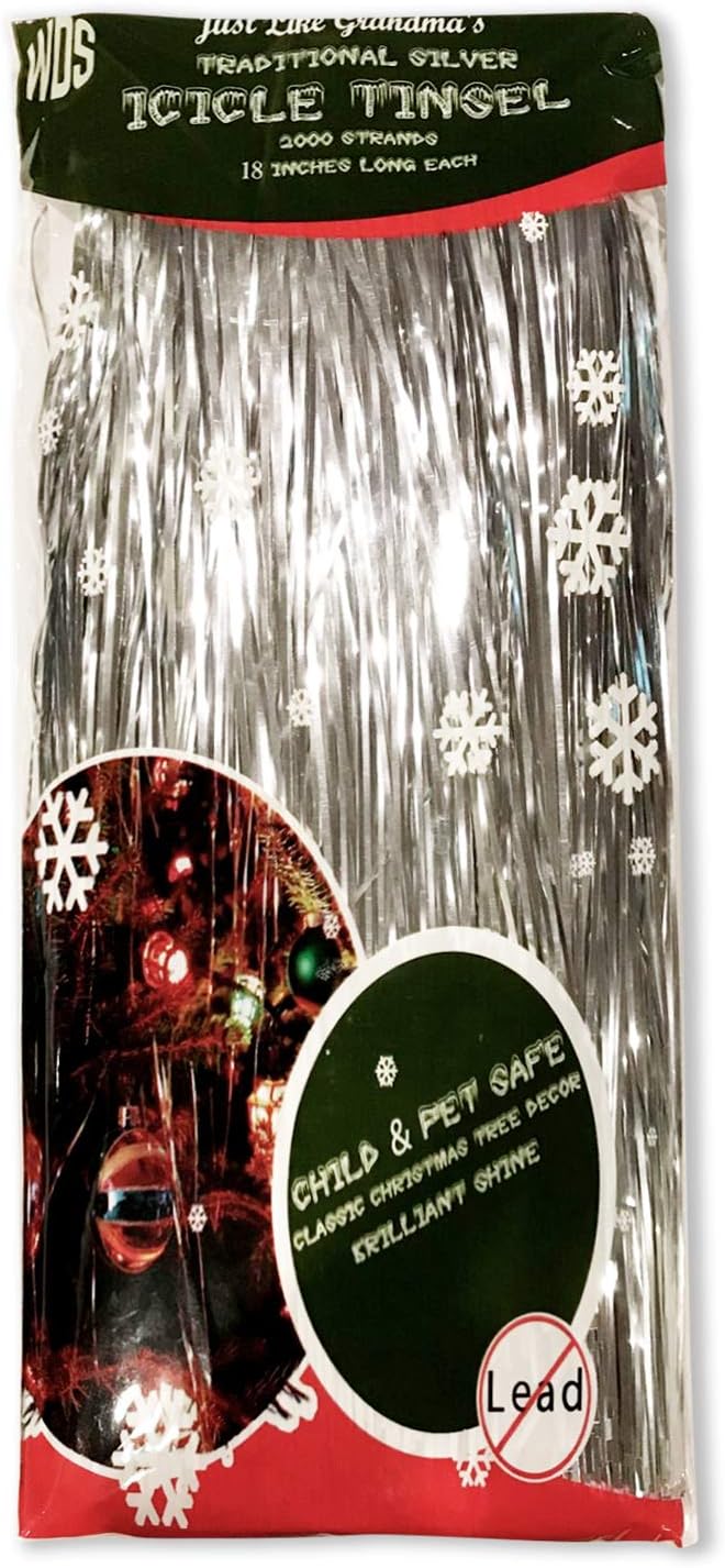 Wreaths, Garlands & Swags - Icicle Tinsel for Christmas Tree Strands - Premium Old-Fashioned Silver Icicles Garland for Xmas Trees Shiny Mylar - Bulk Discounts Available - Kid Pet Safe - Hang with Ornaments & Decor