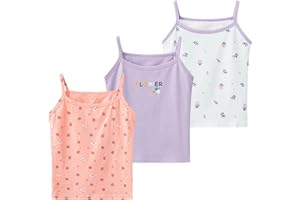 SEAUR Toddler Girls Cotton Camisole Cute Tank Tops Tagless Sleeveless Undershirt Spaghetti Strap Flower Clothes