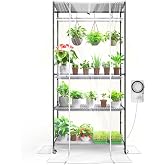 Barrina CX3Z Indoor Greenhouse with Grow Light 4-Tier 108W 35.4x13.8x70.9IN | 3PCS 3FT 5000K Plant Growing Lamps, Adjustable Metal Plant Stand, Zippered EVA Cover, Wheels, Timer, for Seed Starting