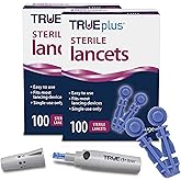 TRUEplus Lancets Bundle (30G), 200 Lancets, Lancing Device, Log Book | Blood Glucose Testing Supplies for Home Use, Includes 200 Sterile 30G Lancets (2 x 100ct), Lancing Device, Log Book