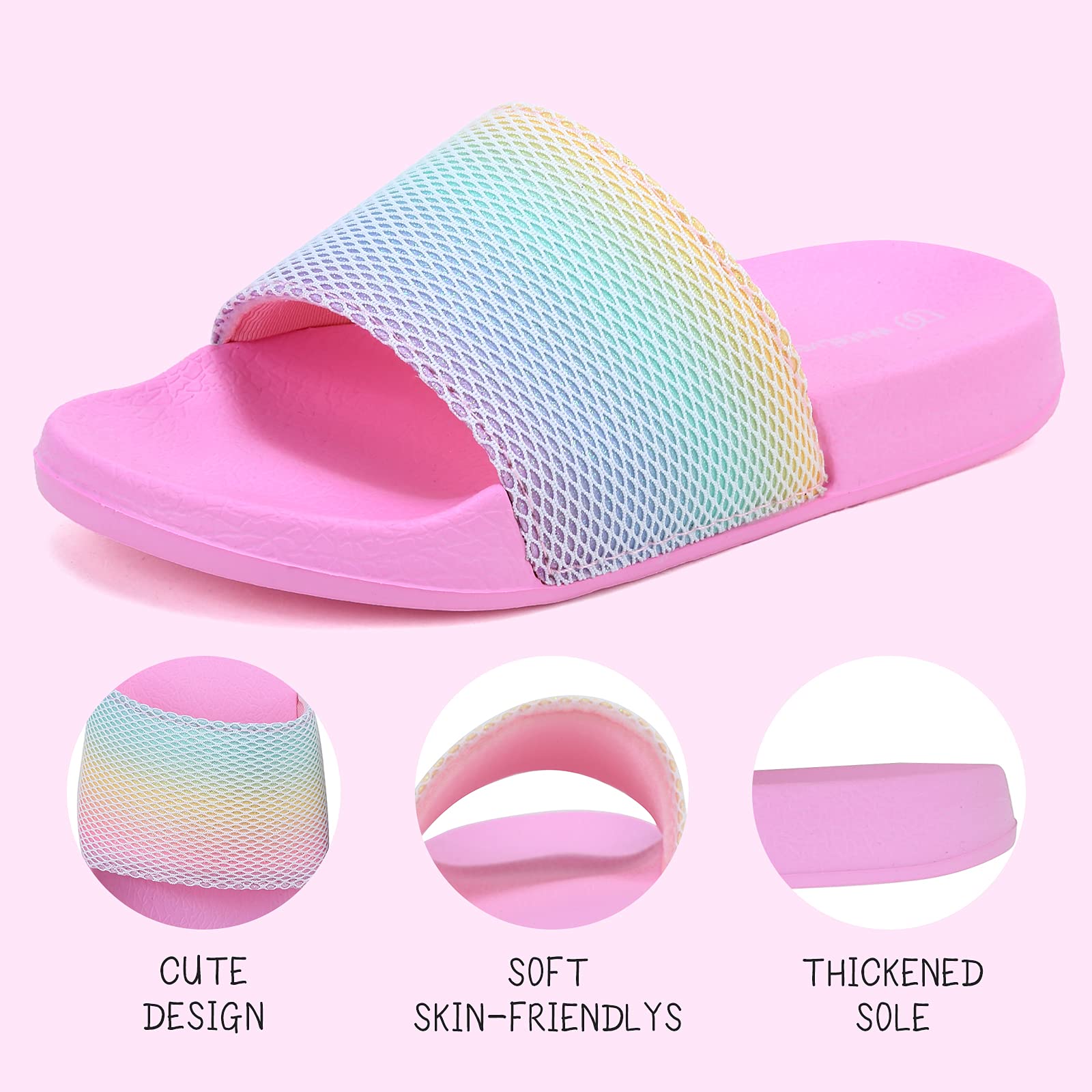 WateLves Badelatschen Kinder Sommer Hausschuhe Badeschlappen Jungen Mädchen Rutschfeste Dusch Badeschuhe Strand Sandalen(Regenbogen 34/35EU) 3