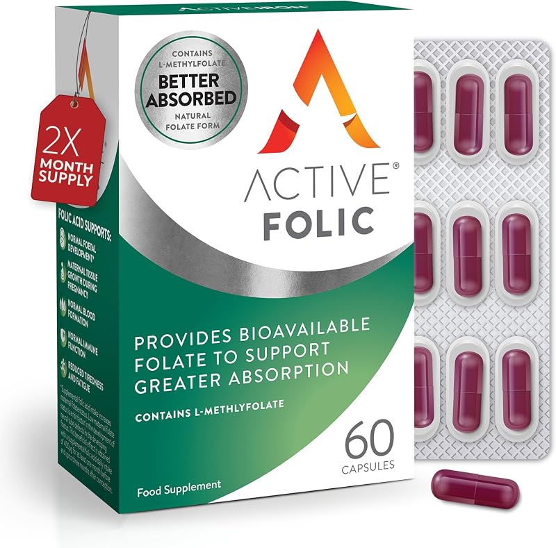 Solvotrin Active Folic 400 mcg L-Methylfolate 60 Capsules Vegan
