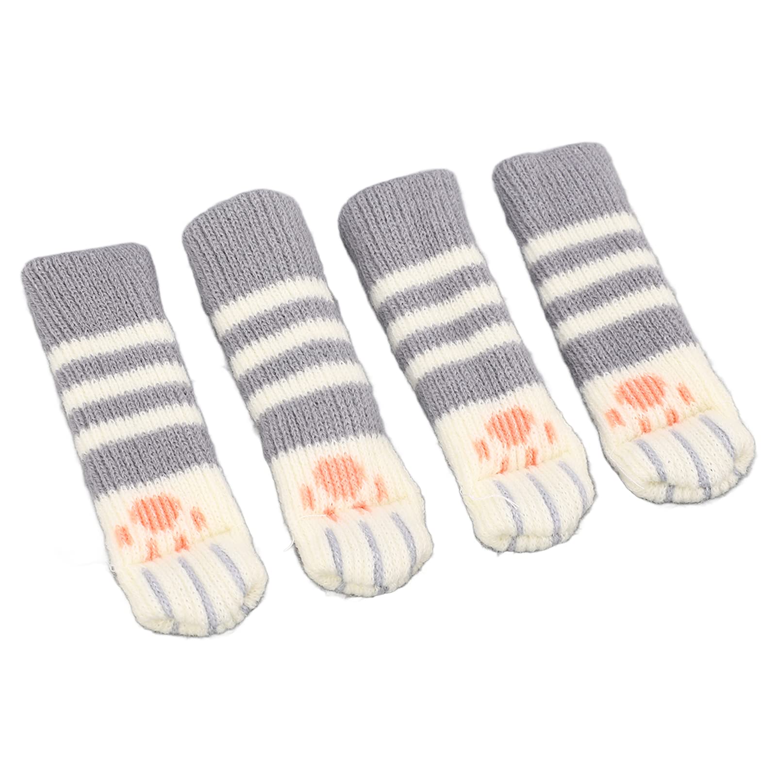 20Pcs Chair Leg Socks, Double Thickened Cat Chair Leg Floor Protectors, Knitted Furniture Feet Covers, Non Slip Cat Furniture Leg Socks for Office Home Dark Grey Stripe