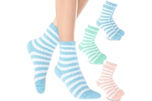Abeillo 3Pairs Aloe Socks Moisturizing Spa Socks for Dry Cracked Feet Infused Socks Gel Sleeping Fuzzy Socks Lotion Socks Gift for Women Softening Dry Feet, Pink&blue&green