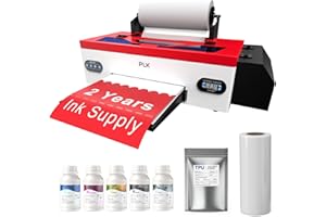 PLK A3 DTF Printer with Roll Feeder&White Ink Circulation, L1800 13'' Direct to Film Transfer Printer for Dark and Light Clothing, Semi-Automatic Cleaning(L1800C)