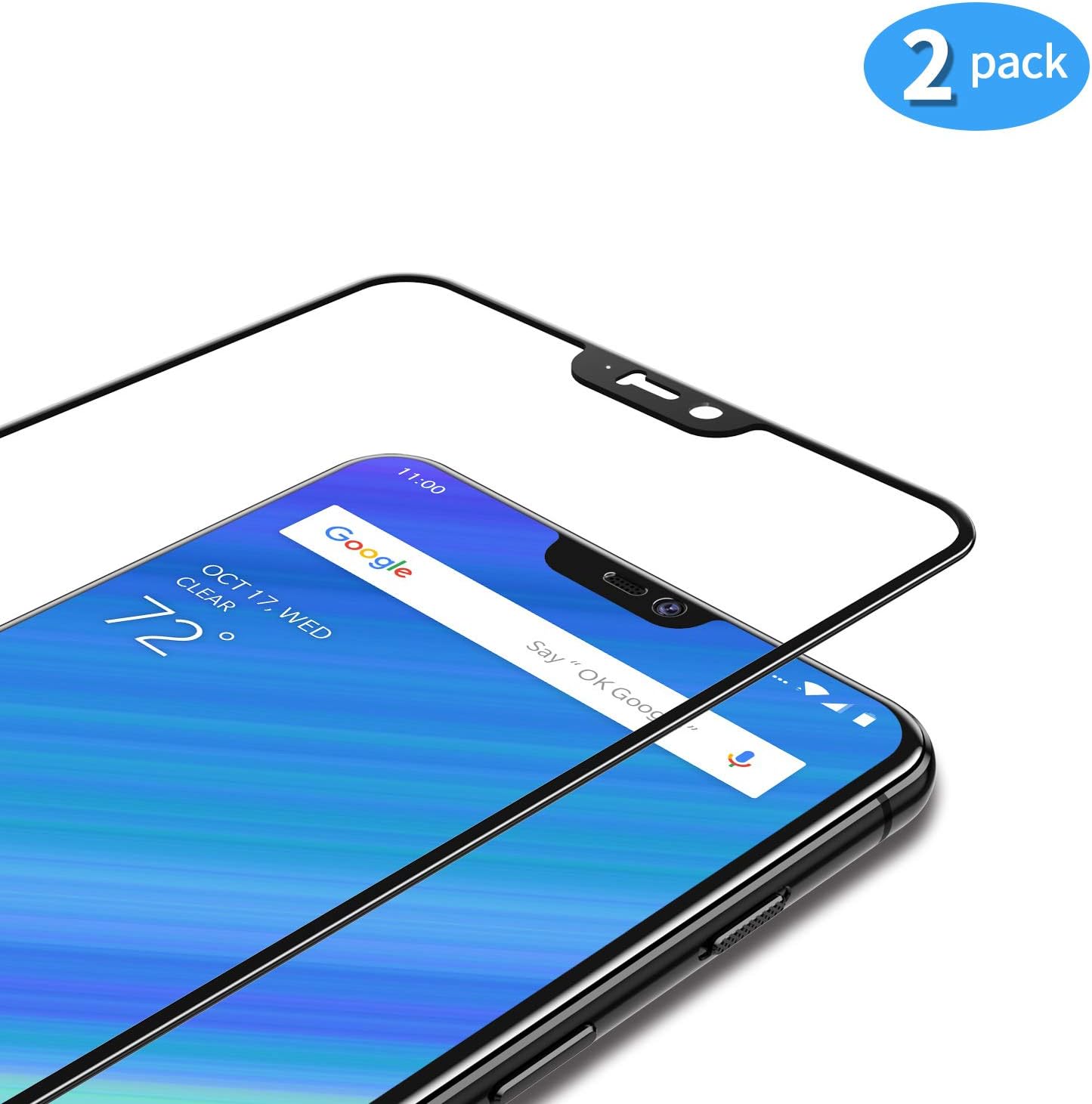 TAMOWA [2 Pack Screen Protector for OnePlus 6, Full Screen Premium Tempered Glass Film 9H Hardness Bulletproof Screen Glass Protector, Anti-Scratch, Anti-Fingerprint, Anti-Bubble (Black)