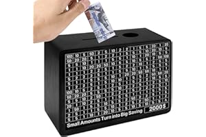 Cash Vault Wooden Savings Box – Pine Wood Goal Tracker | 10000 Money Challenge Numbered Checklist Container | Educational Coi