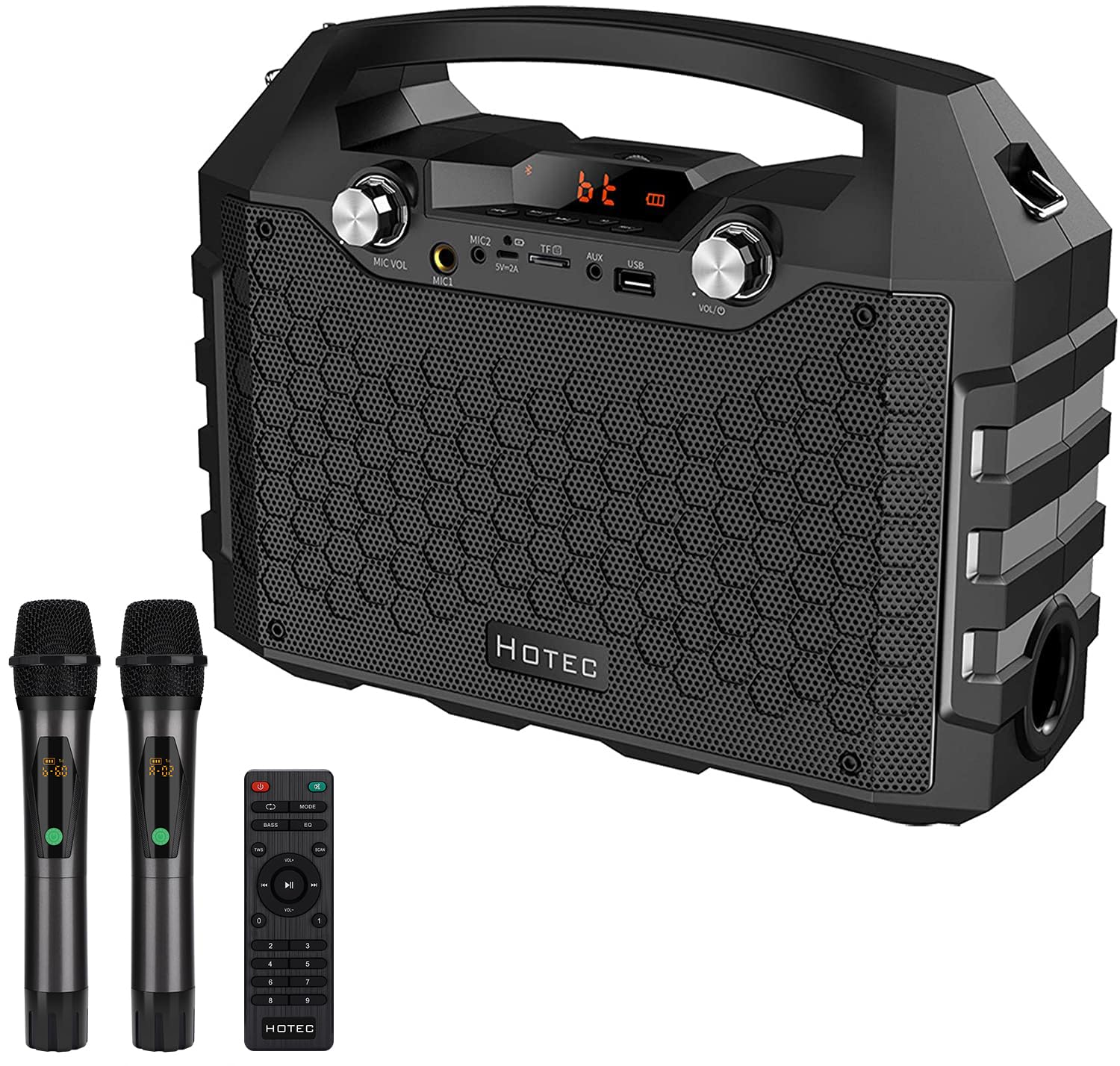 Photo 1 of Hotec Wireless Bluetooth Portable PA Speaker System, Powerful Bluetooth Karaoke Machine with Dual Wireless Microphones for Karaoke, Wedding, Party, Teaching, Lecture, Church, Outdoor Indoor Activities