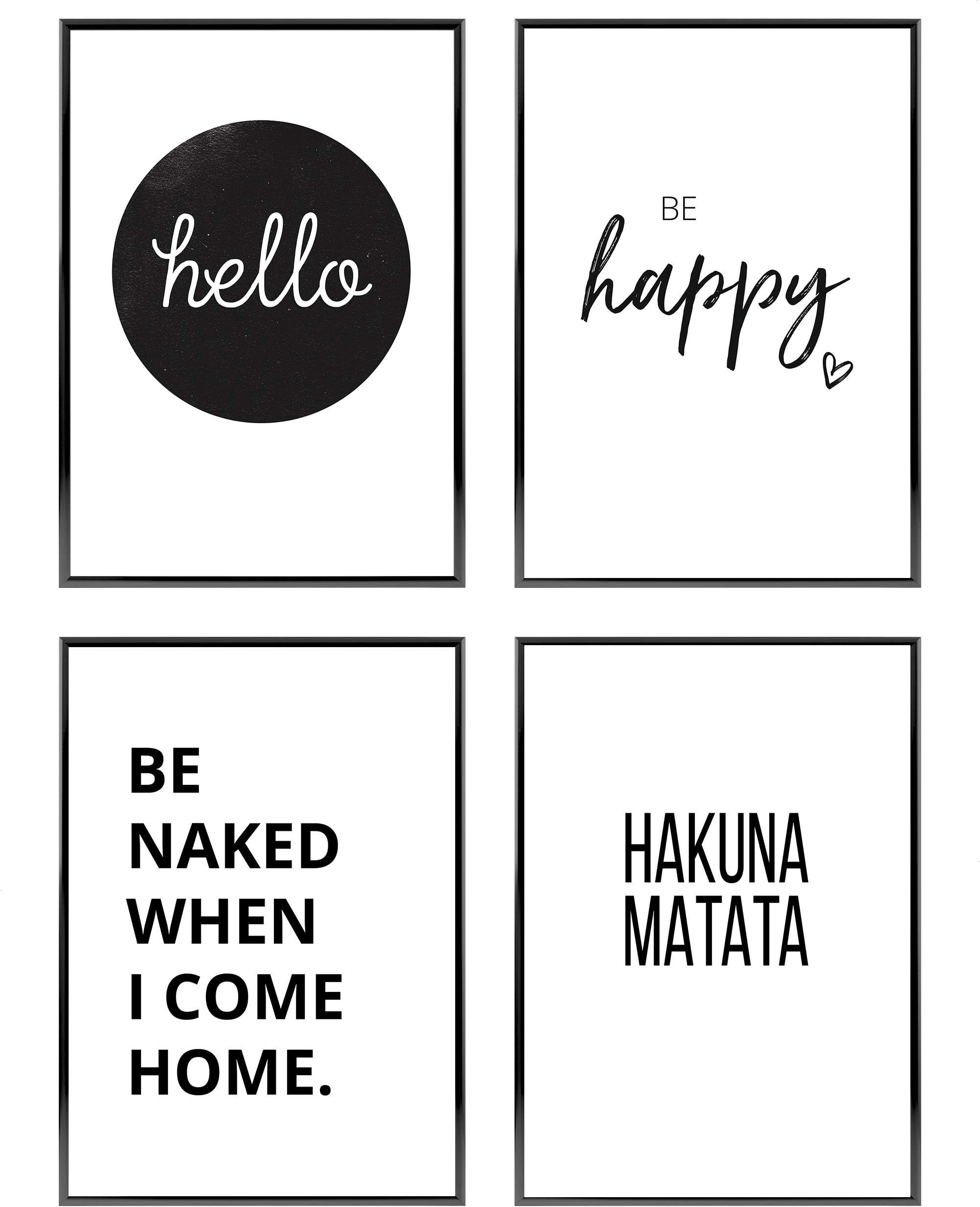 Heimlich Set of Posters - UNFRAMED - Premium Prints - 4 x A4 (21x30cm) Posters without Picture Frames - Wall Art Set Hello