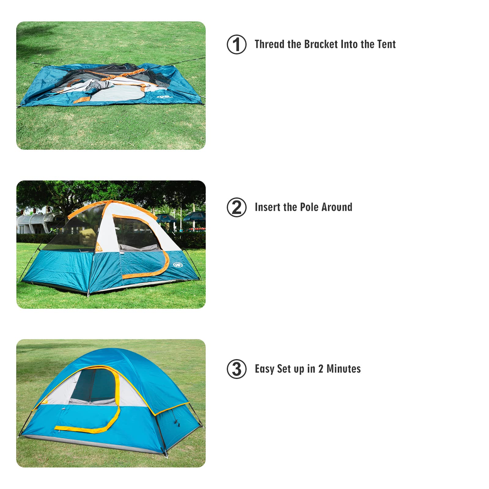 Camping Tent 2 Person, Waterproof Windproof Tent with Rainfly Easy Set up-Portable Dome Tents for Camping…