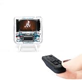TinyCircuits TinyTV 2 Portable Retro Mini TV &ndash; 1.14&Prime; IPS Screen, Preloaded &amp; Uploadable Videos, USB-C Rechargeable, Knob Controls + Tiny Remote (Clear)