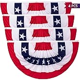 3 x 6 Ft Bunting Flags, Large Patriotic USA Pleated Fan Flags, 4th of July Decorations Bunting Banner Half Fan Flag for Independence Day Memorial Day Outdoor Home Door Yard Decor (Set of 4)