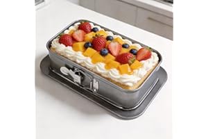 AirheadStorm Rectangular Cake Pan with Removable Bottom, Carbon Steel Baking Tin for Cheesecake and Desserts, 28 x 18 x 6.5 c