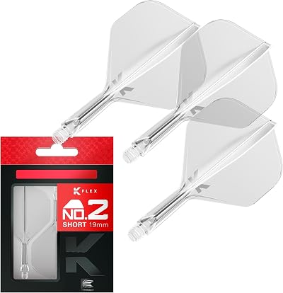 Target Darts K Flex Integrated Flights and Shafts No2 Clear 3 Pack Short