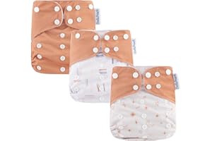 COOLAPEACH Baby Cloth Diapers One Size Adjustable Washable Reusable for Baby Girls and Boys 3 Pack with 3 Inserts