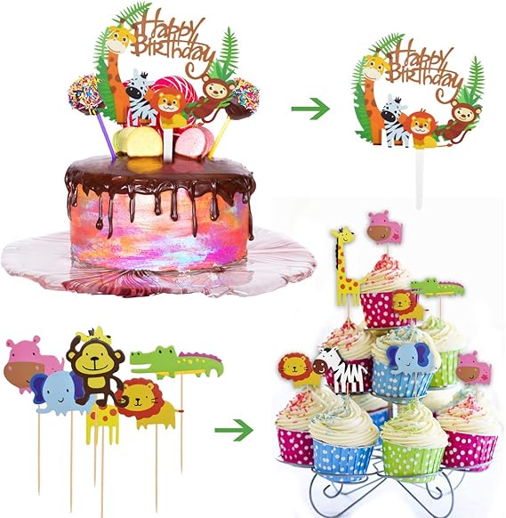 35 Pieces Toppers Animaux Jungle Pour Cupcake Fournitures De Fete A Theme Jungle Animal Pour Anniversaire Denfants Natuce 1 Piece Topper Animaux Acrylique Joyeux Anniversaire Ustensiles A Patisserie Patisserie Centroarco Com
