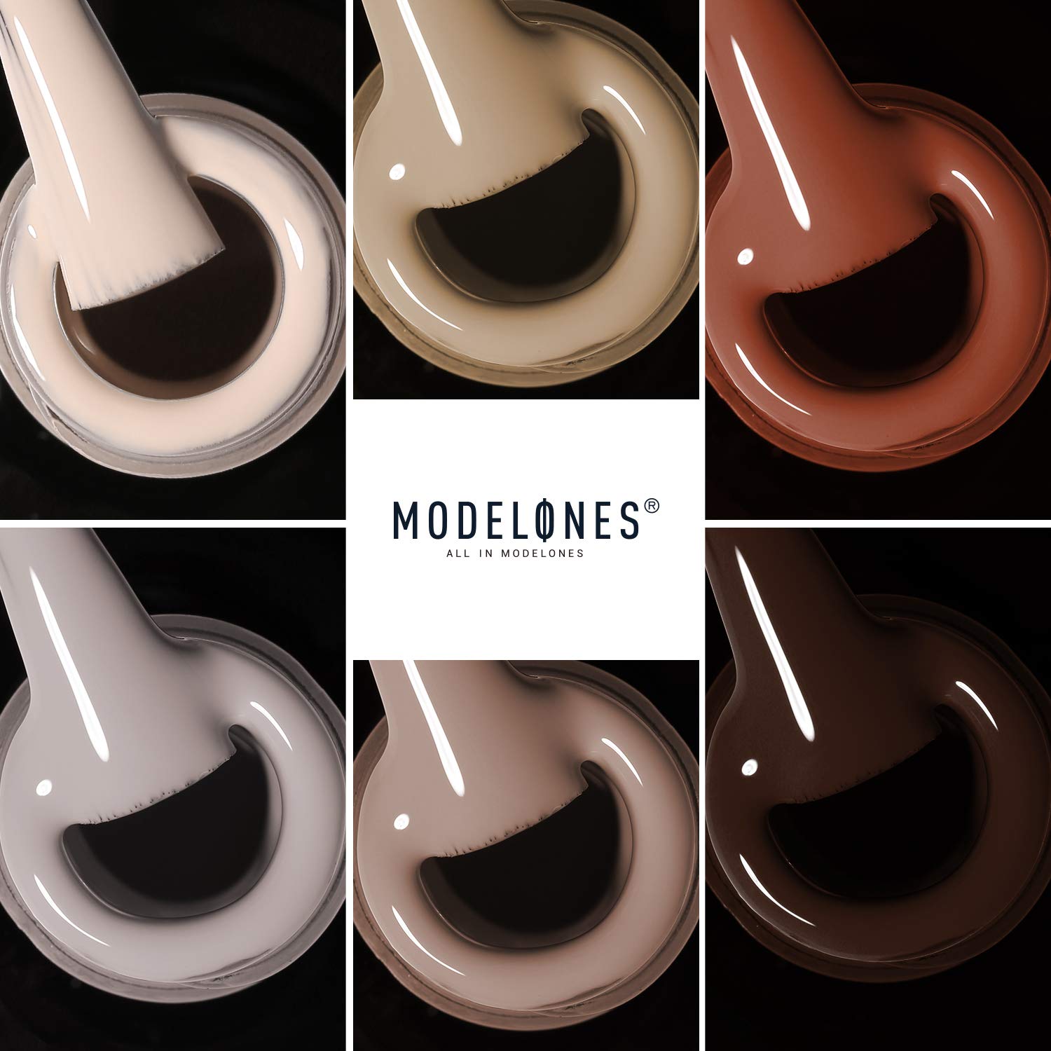 Modelones Gel Polish Set - Brown Series Polish Grey Coffee Dark Brown Gel Nail Polish Soak Off UV LED Varnish Nail Art Manicure Salon Collection for Beginner DIY at Home 0.33 OZ 6Pcs: Beauty