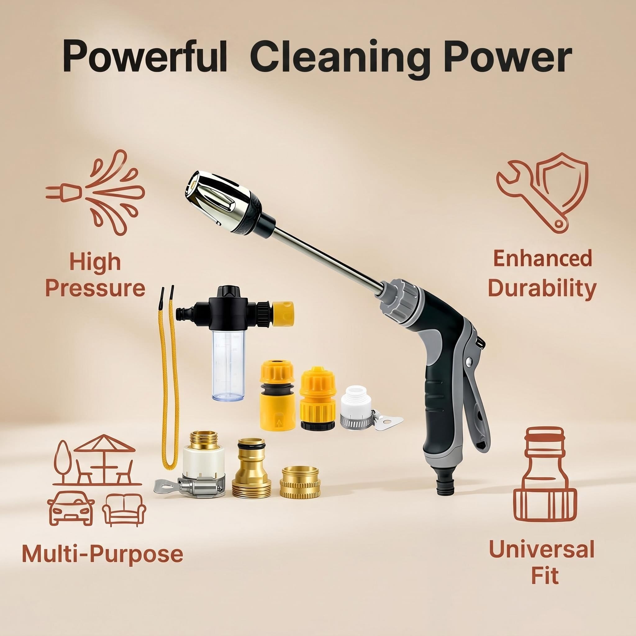 Condition photo showing New/Like New for jetterix pressure washer nozzle, 360° rotating for three spray modes, universal and easy to install,