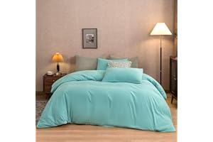Freiuoke Light Blue Duvet Cover 100% Cotton Duvet Cover,Luxury Soft Bedding with Zipper Closure.Solid Color Pattern Duvet Cover Twin Size 1 Piece（68x90 Inch）