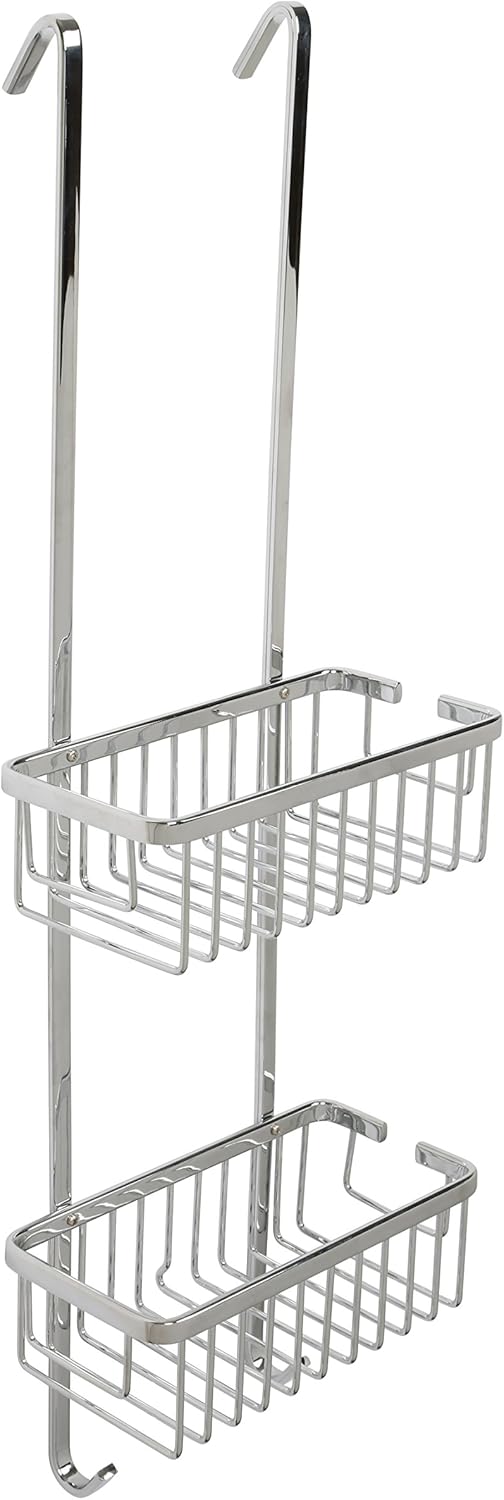 Croydex Slimline Aluminium Two Tier Hook Over Basket Shower Caddy