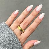 modelones Milky White Press On Nails Short Almond 32Pcs 16 Sizes Reusable | Solid Fake Nails Kit with Glue, Tabs, File &amp; Prep Pads, Up to 3 Weeks Wear, Quick Application Comfortable Fit Women Gifts