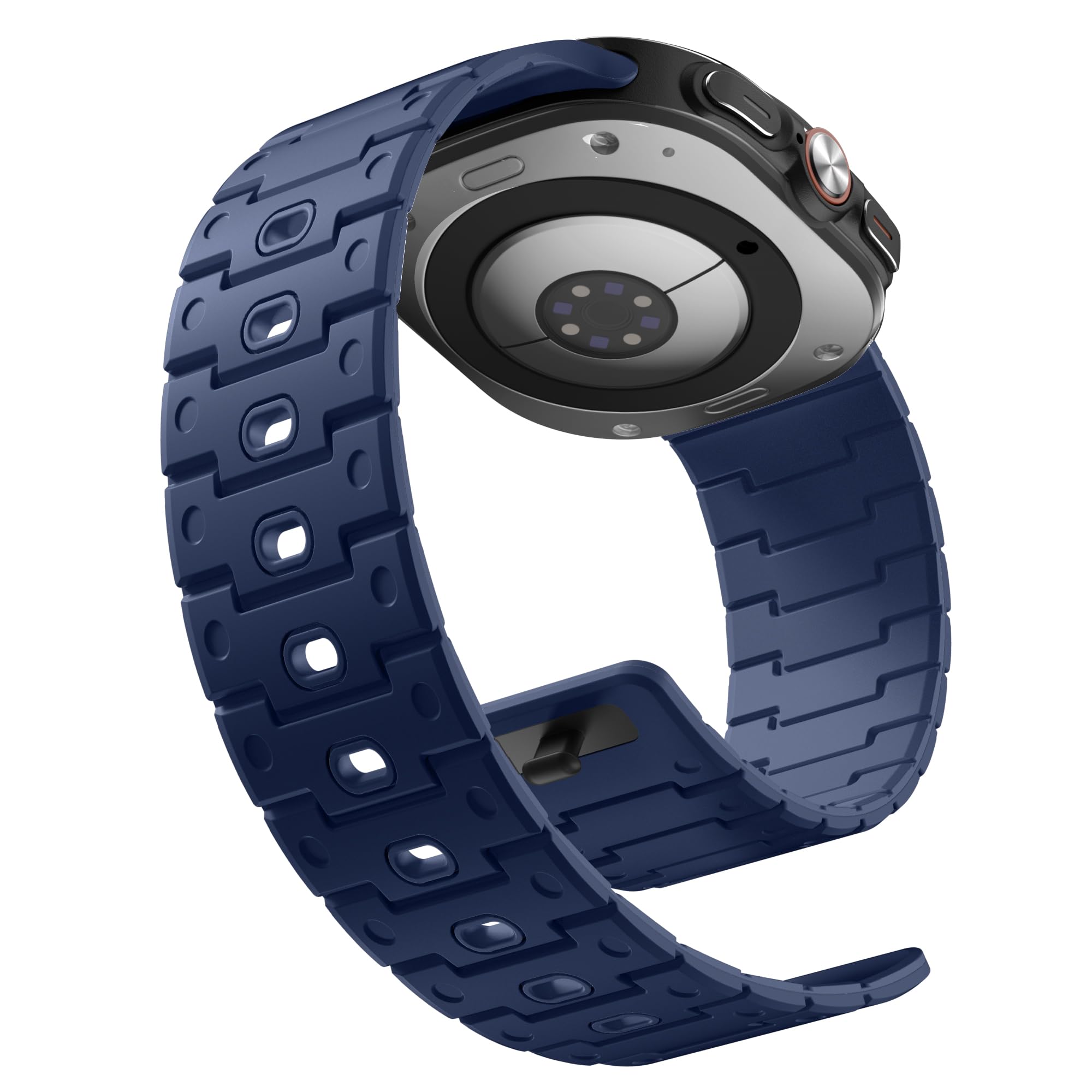 Photo 1 of Bandletic Magnetic Bands Compatible with Samsung Galaxy Watch Ultra Band 47mm for Men Women, Waterproof Silicone Sports Strap with Magnet Compatible with Galaxy Watch Ultra Bands, Navy Blue