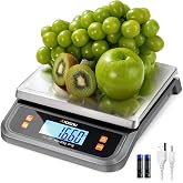 Atogou 88lb Food Scale, Commercial Kitchen Scale Plug-in Usable | Full View LCD Display, Stainless Steel, for Baking, Bread, Cooking, Meat, Vegetables, Farm, Industry LC200 Grey