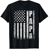 Proud Papa Funny Fathers Day 2025 Gifts Dad America USA Flag T-Shirt
