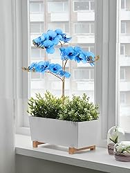 ICBOX Blue Orchids Artificial Flowers 6 PCS Fake