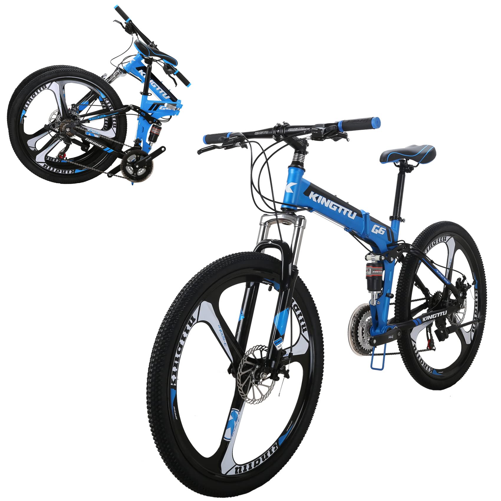 EUROBIKE 26 Inch Folding Mountain Bike, 21 Speed