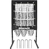 Bearwill Pitching Net, 9 Hole Pitching Net with Strike Zone, Adjustable Baseball Softball Pitcher Training Equipment with Throwing Pitching Target