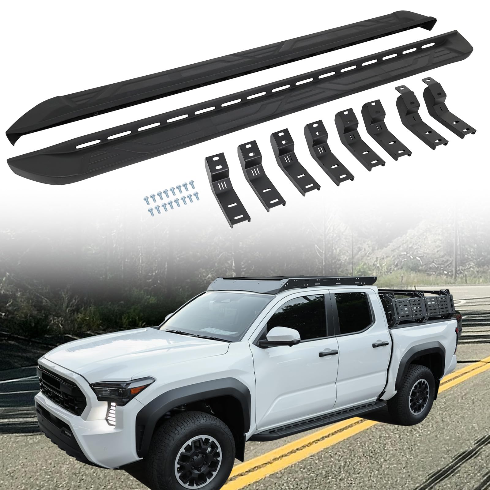 Photo 1 of **HAS DAMAGE**EZREXPM Running Boards Fit for 2024-2026 Toyota Tacoma Double Cab 4th Gen Side Steps Step Bars Nerf Bar Accessories