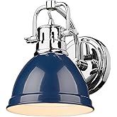 Golden Lighting Duncan CH 1 Light Bath Vanity in Chrome with Navy Blue Shade