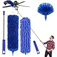 Buysenton Microfibre Duster with 100" Telescopic Extension Pole Kit for High Ceilings, Cleaning Fan Cobweb, Reusable and Washable Lightweight for Ceiling Fan Webs, Blinds