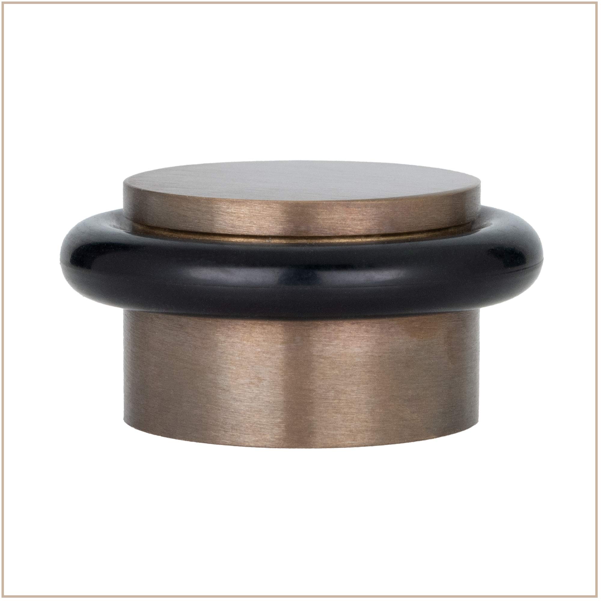 EVI HerrajesAdhesive Door Stop | Ø28x20mm | Floor Mounted | Rustic Brass Finish | Silicone Protection Rubber | I-103-RU
