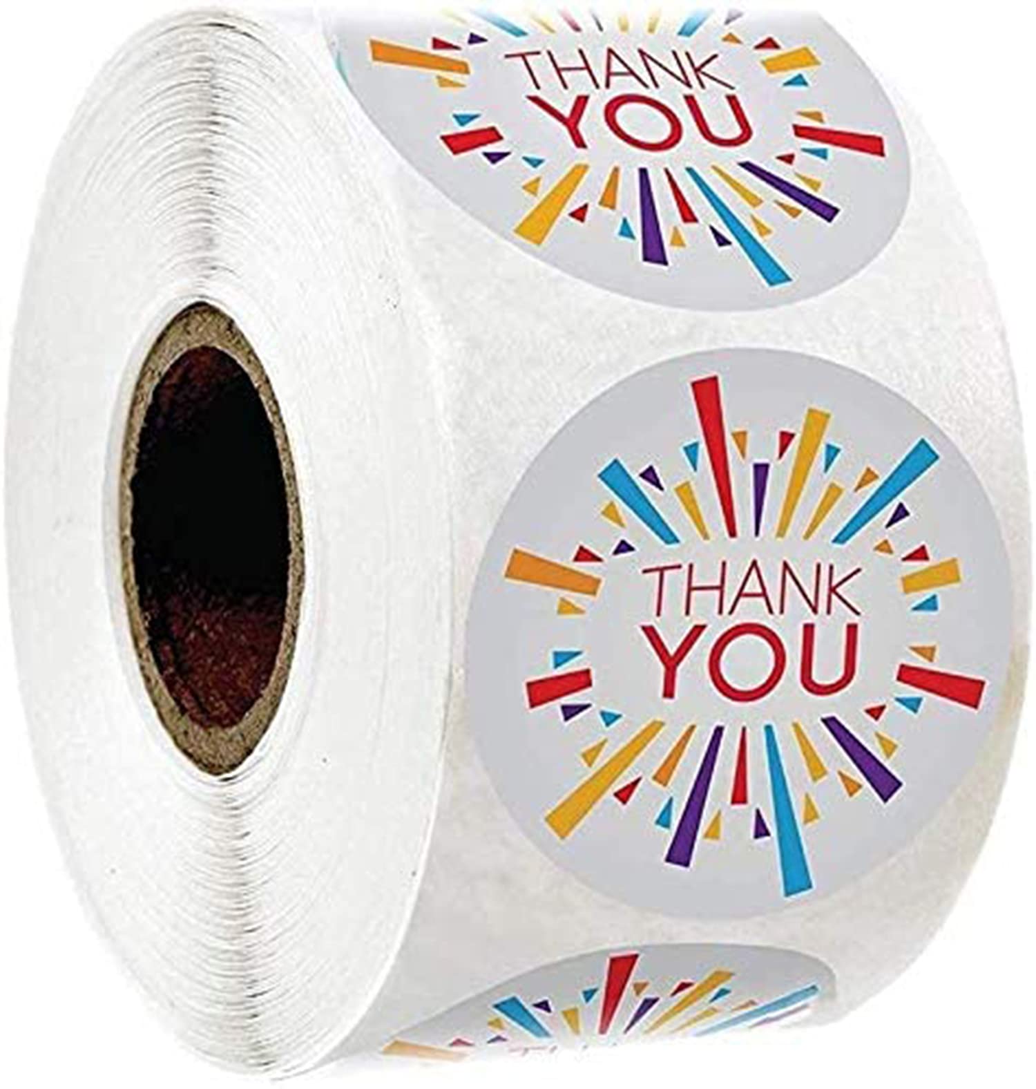 1 Inch Thank You Sticker Roll Kraft Stickers, DELFINO Bulk Gift Labels, Round Label Sticker for Gift, Handmade Sticker, Birthday Design Tags, Gift Wrap Stiker, Party Stickers (500 Pcs)