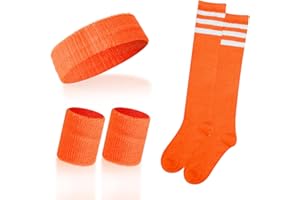 Haakong Striped Sweatbands Set Sports Headband and Wristbands Sweatbands Striped Sweatband Set for Men and Women