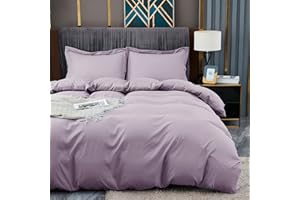 BBANGD California King Duvet Covers - Ultra Soft and Breathable Bedding Comforter Sets Washed Microfiber 3 Pieces with Zipper Closure Duvet Cover and 2 Pillow Shams (Lavender Purple)