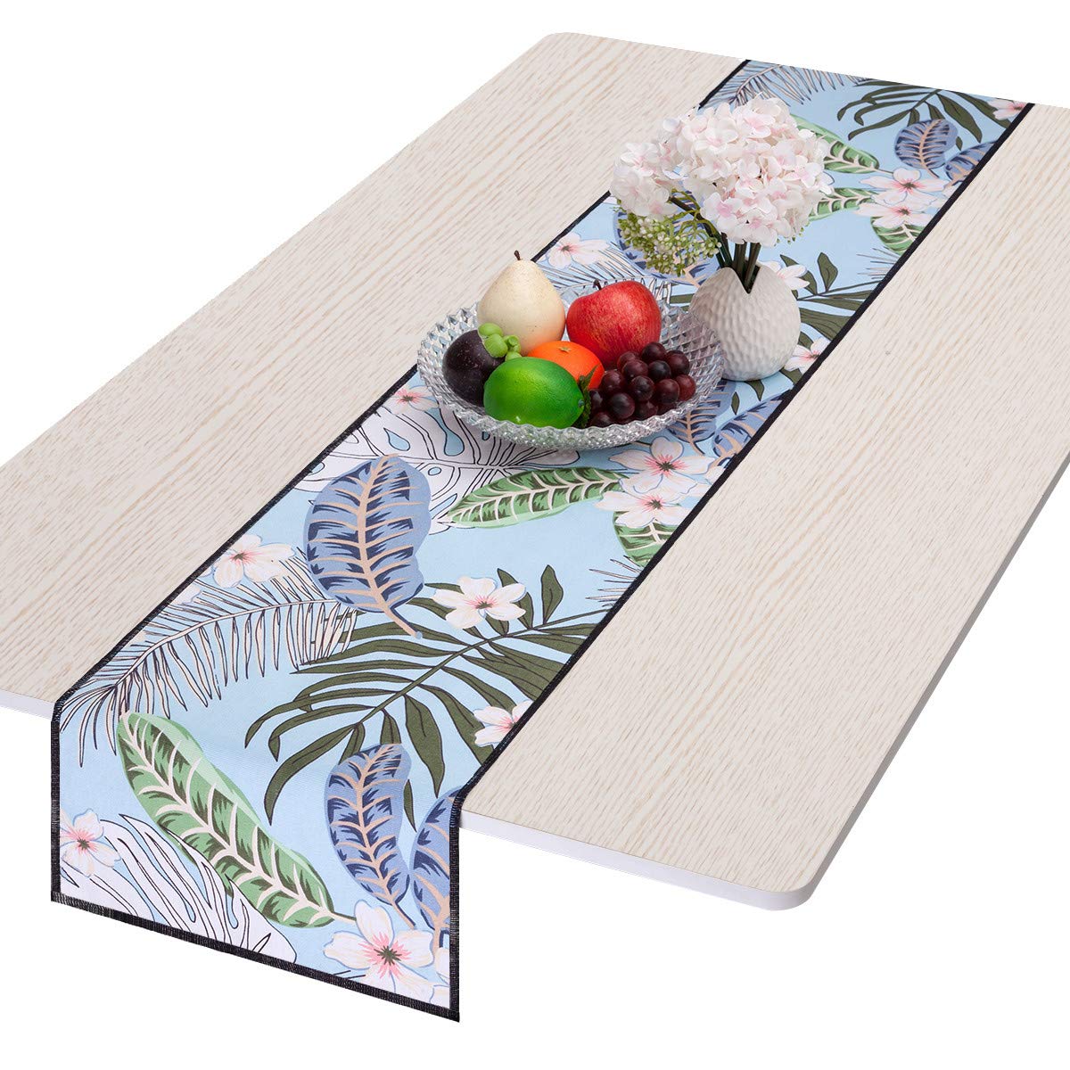Nupuyai European Colorful Leaves Table Runner for Home Dinner, Print Cotton Vintage Table Runner for Party Wedding Decoration 32x153cm