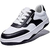 Tifimuca Women's Vegan Leather Low Top Lace Up Non Slip Walking Running Sneakers Skateboard Tennis Shoes Comfortable Casual Athletic Versatile Fashion Sneakers