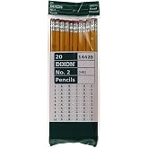 Dixon No. 2 Yellow Pencils, Wood-Cased, Black Core, 20-Pack (14420) | Ideal for writing, drawing, schoolwork, classrooms and office use