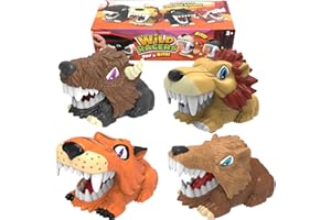 ZOHANINDL Wild Animal Race Cars Toy, Push and Go Pull Back Car, 4Pack Tiger Lion Wild Ox Wolf,Friction Power Car, 3 Year Old Boys Girls, Toddlers Age 3,4,5,6,7 Year Animal Game Car Toys