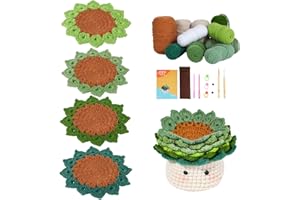 HonKuaDL Crochet Kit for Beginners Adults, Crochet Kit Coasters Crocheting Knitting Kit with Step-by-Step Video Tutorials, Pattern Coasters,Ideal Gift for St. Patrick's Day (6 Pcs Coasters)