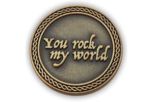 LOGOS COINS Romantic Love Expression Antique Gold Plated Pocket Coin for Date Night, You Rock My World, & Make My Heart Skip a Beat, Love Gift for Men & Women, from Him or Her