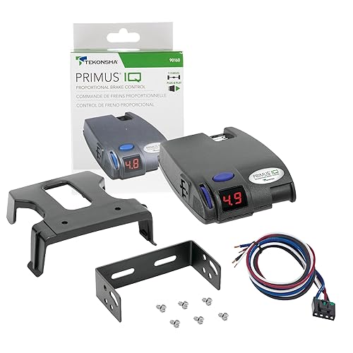 Tekonsha 90160 Primus IQ, Proportional Brake Controller for Trailers with 1-3 Axles, compatible with Ford, GM, Chevy, Dodge, RAM, Toyota, Jeep. Wiring Harness Sold Separately.