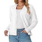 GRECERELLE Womens Lightweight Open Front Cardigan Long Sleeve V Neck Button Down Casual Knit Sweater